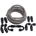 20 Feet AN8 Stainless Steel Braided Fuel Hose Line Kit with Fittings