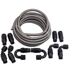 20 Feet AN8 Stainless Steel Braided Fuel Hose Line Kit with Fittings