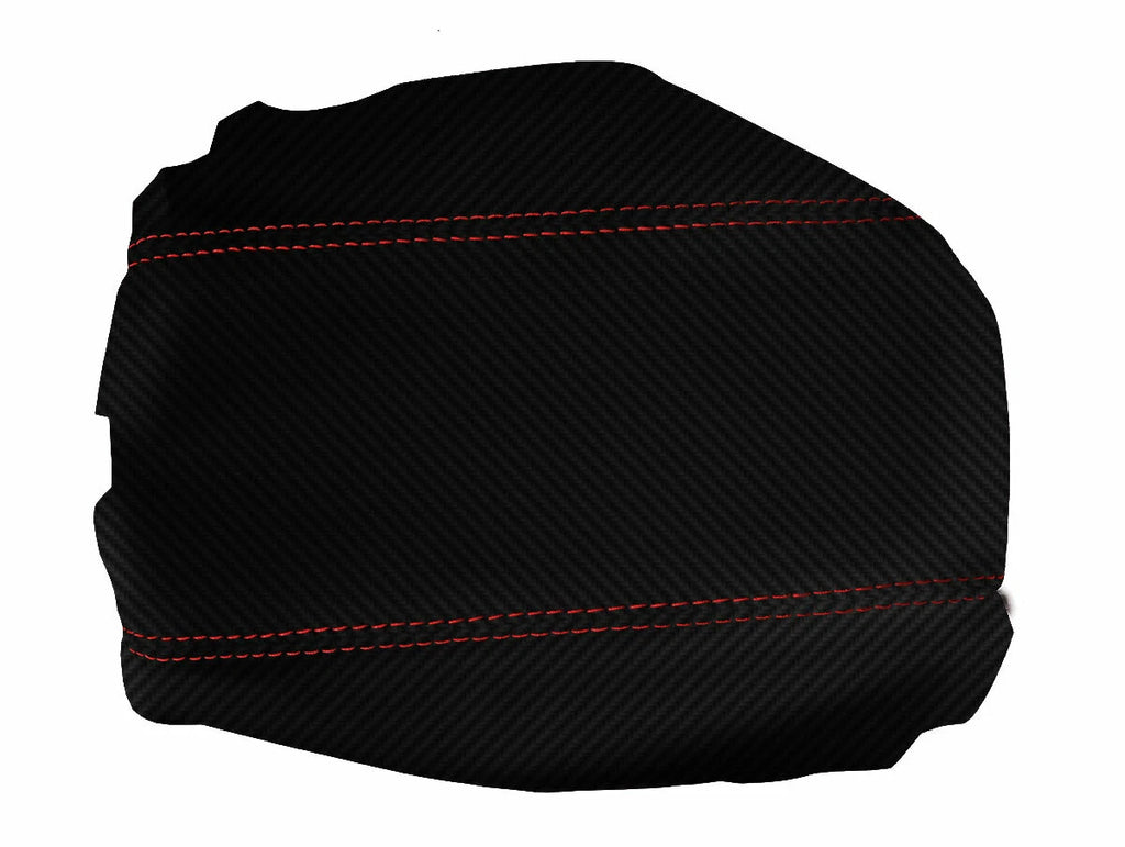 Console Lid Armrest Cover for Acura TSX (2009–2014) Carbon Fiber Red Stitch