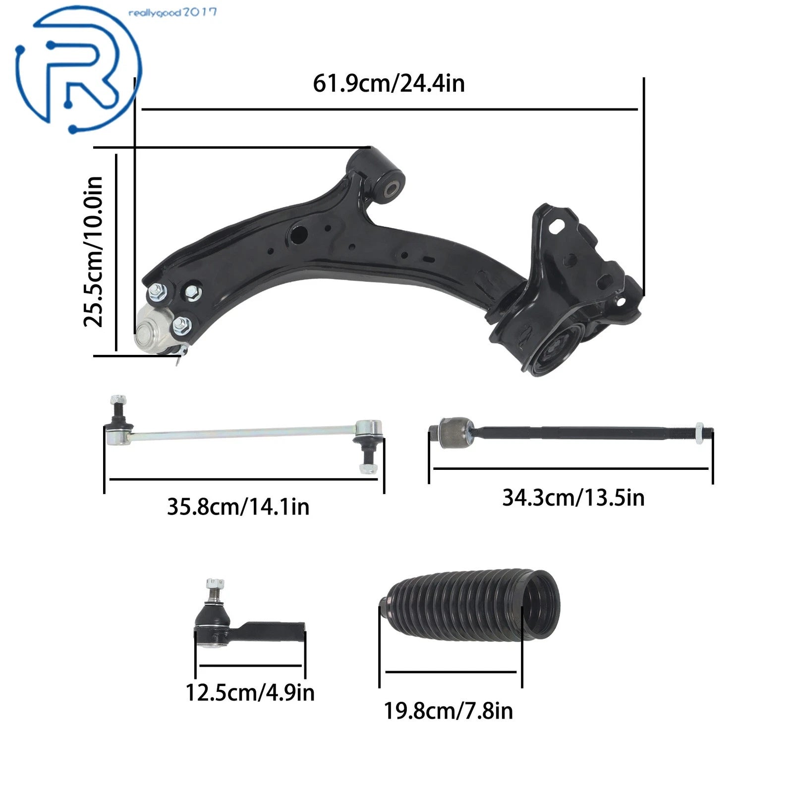 Set of 12 Front Lower Control Arms Tie Rods Sway Bar Kit for Honda CR-V (2007–2011)