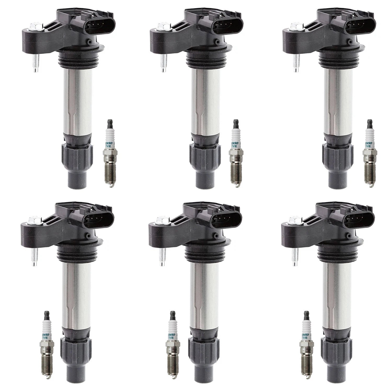 Set of 6 Denso Ignition Coils & Iridium Spark Plugs for Aura CTS SRX Torrent Vue (2006–2009)