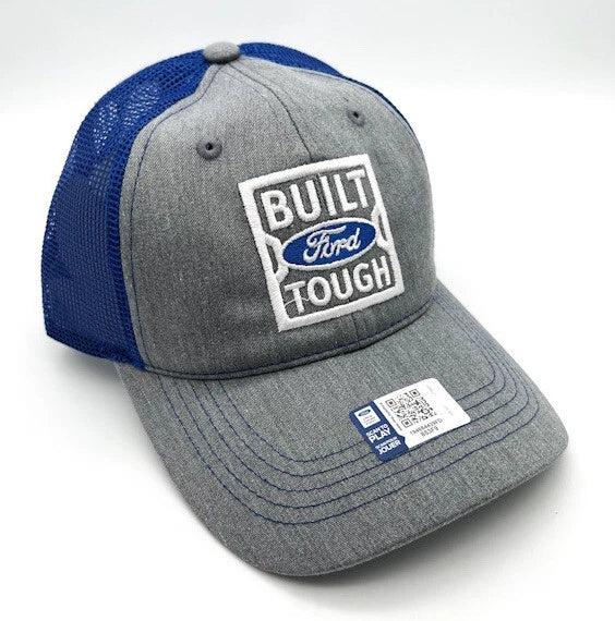 Gray Hat Cap with White Embroidered Built Ford Tough Oval Logo for Ford (Fits)