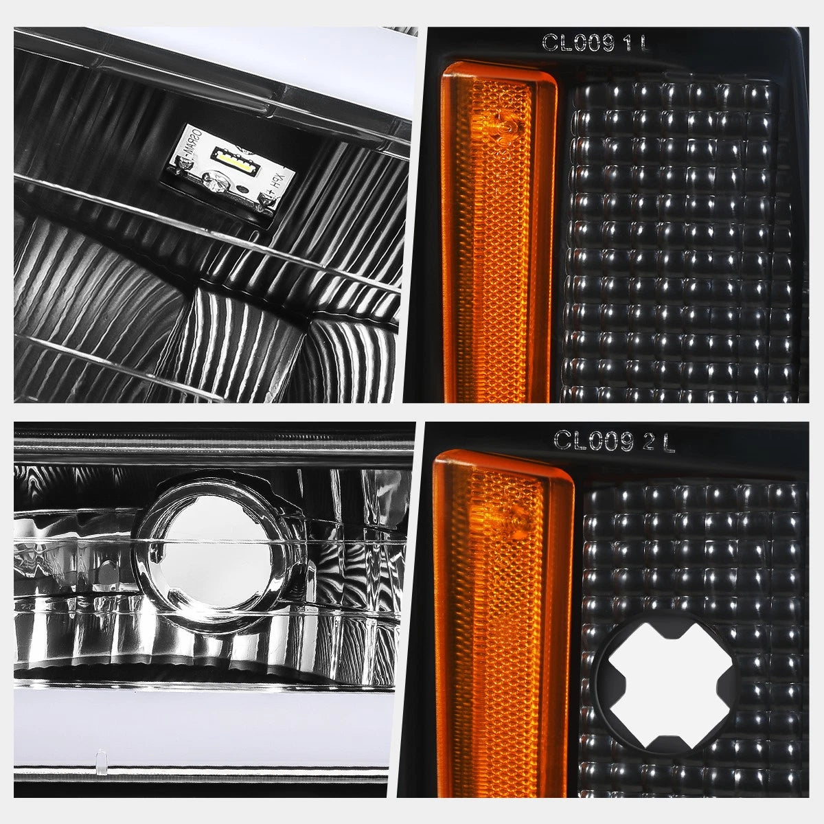 C-Shape LED DRL Headlights for Chevy C/K Pickup Suburban Tahoe (1994–2000)