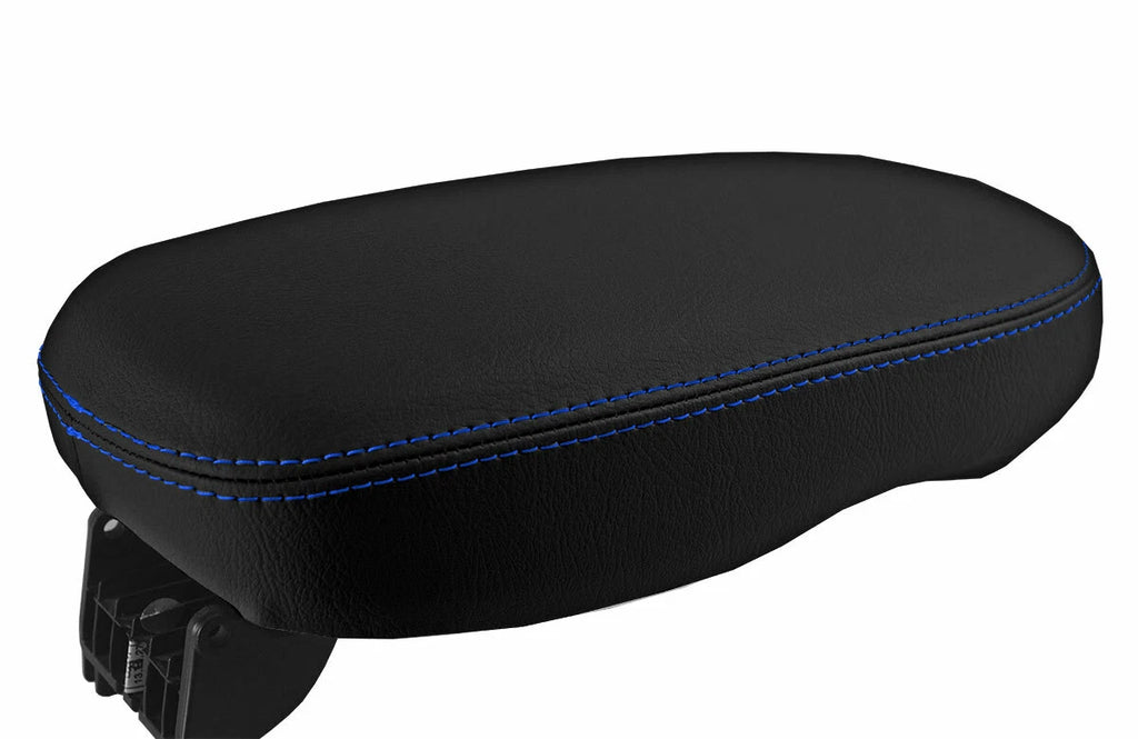 Leather Console Lid Armrest Cover for Kia Soul (2014–2019) Blue Stitch
