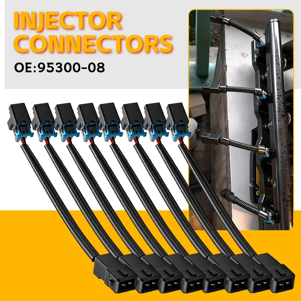 8X Black Injector Connectors for Cadillac Escalade (2002–2006) ABS Rubber