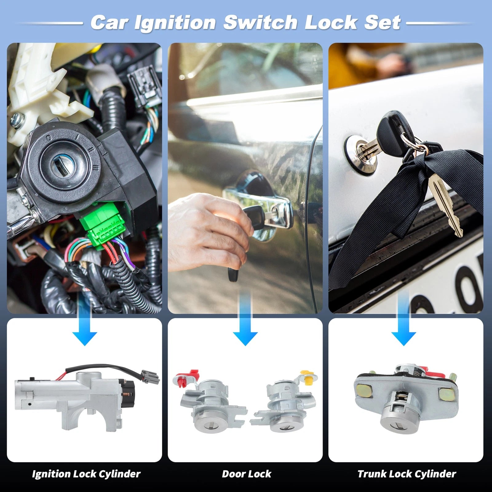 Ignition Lock Cylinder & Door Trunk Lock w/ 2 Key for Nissan Versa (2007–2019)