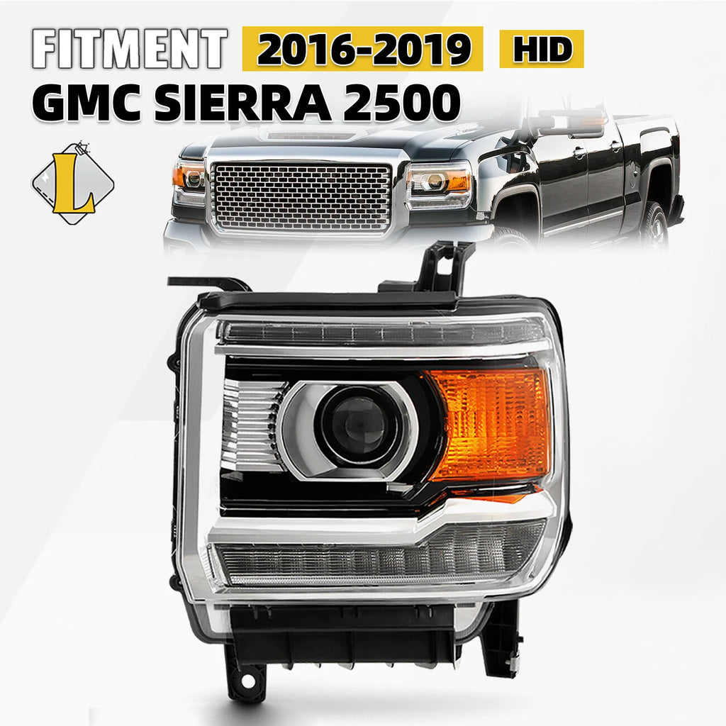 HID Headlight for GMC Sierra 2500 (2016–2019) w/ LED DRL Projector