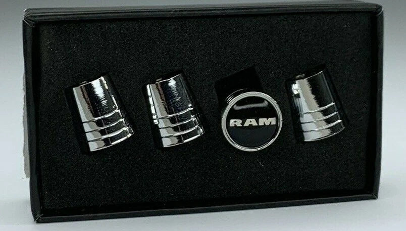 Valve Stem Caps Premium Chrome Tapered for Dodge Ram (2002–2024)