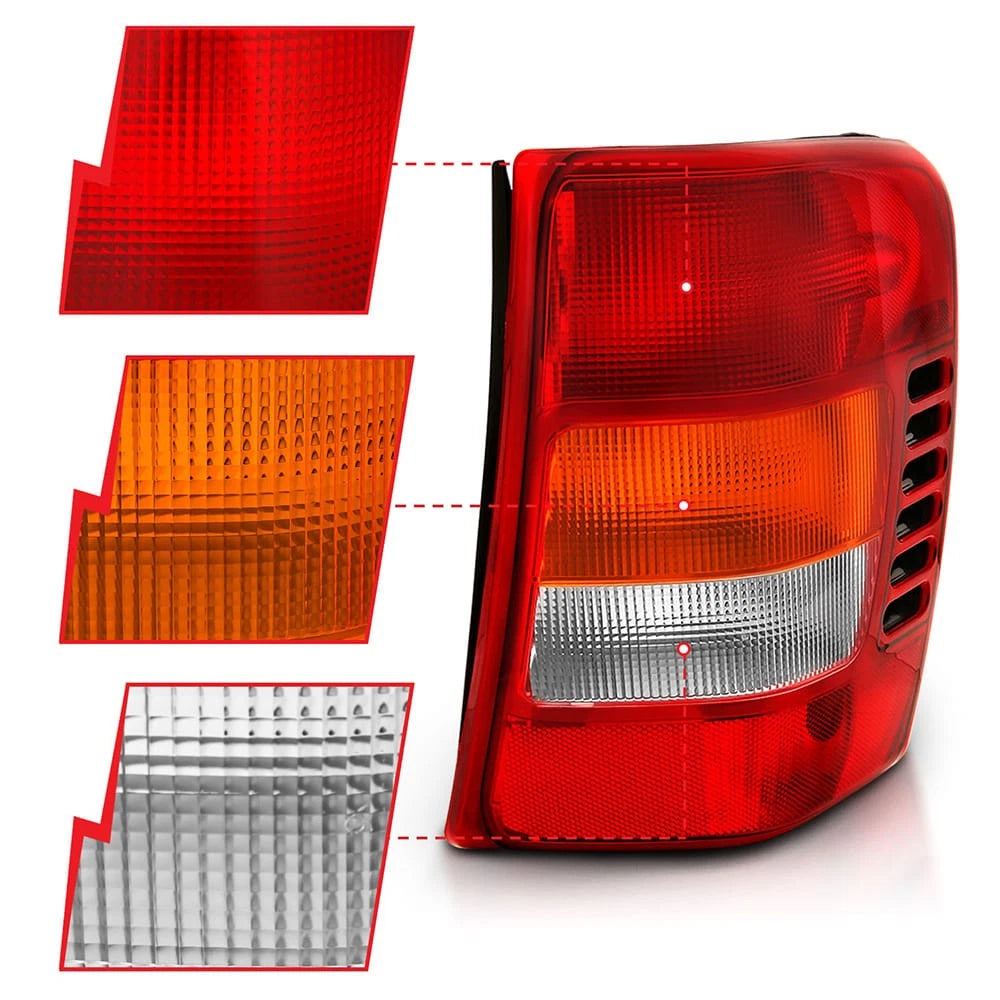 Tail Light Assembly Chrome Red Clear Lens Rear for Jeep Grand Cherokee (1999–2004)