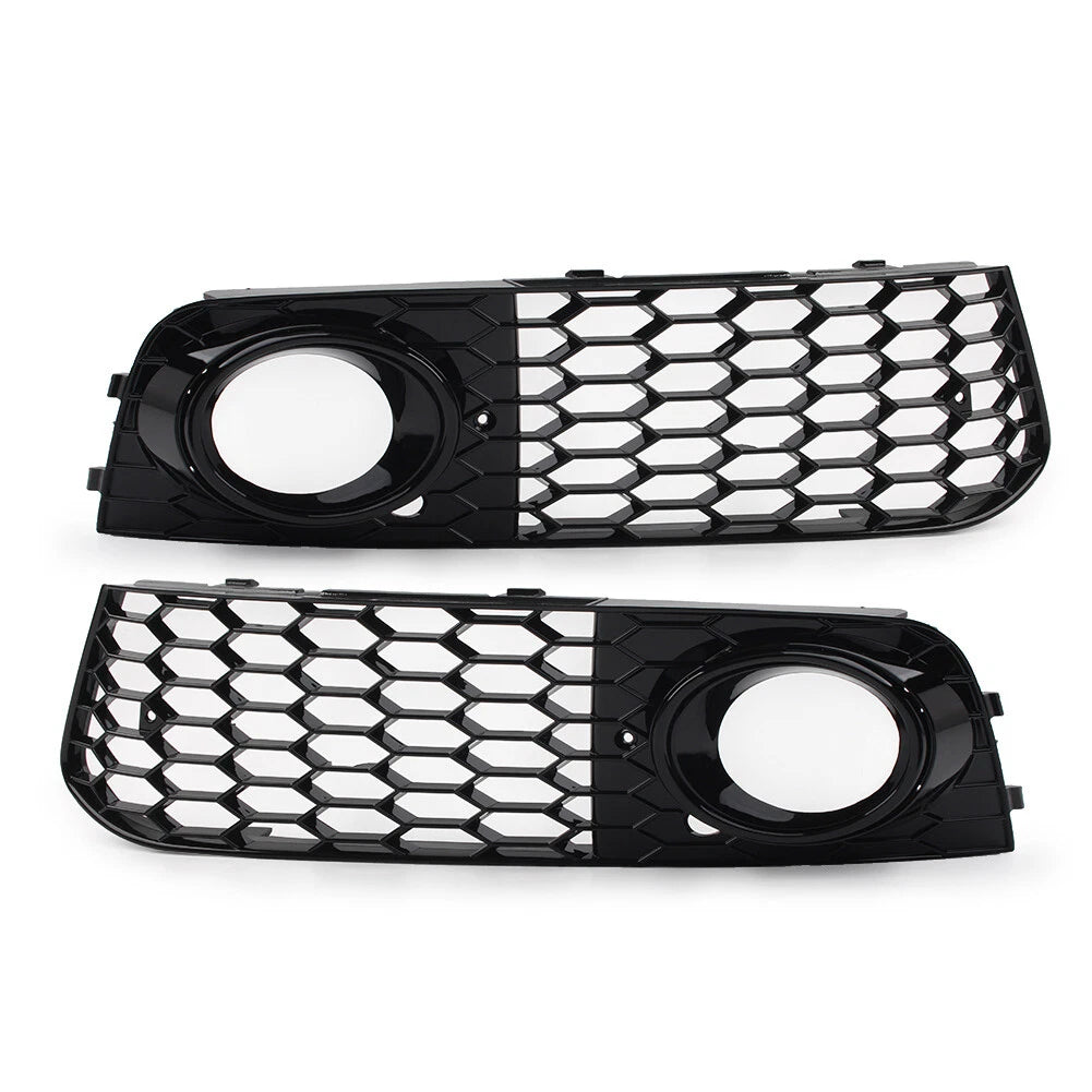1 Pair Fog Light Cover Black Honeycomb Mesh for Audi A4 B8 (2009–2012)