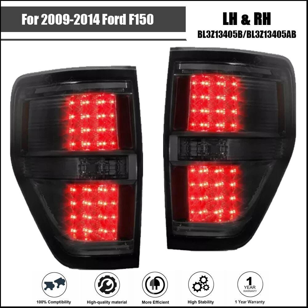 Set of 2 LED Tail Lights for Ford F150 (2009–2014) Black Housing