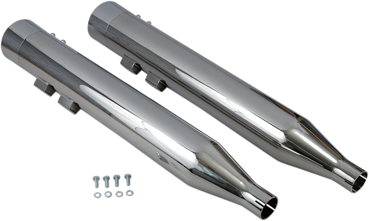 Bassani Xhaust DNT Straight Can Mufflers for Harley FL (1995–2016) - Chrome 1F7DNT6