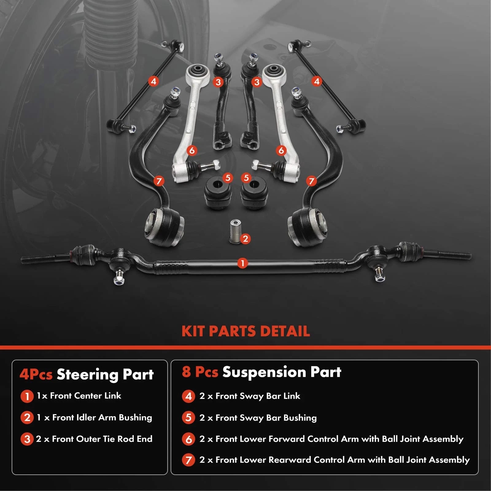 12Pcs Control Arm Stabilizer Bar Link for BMW