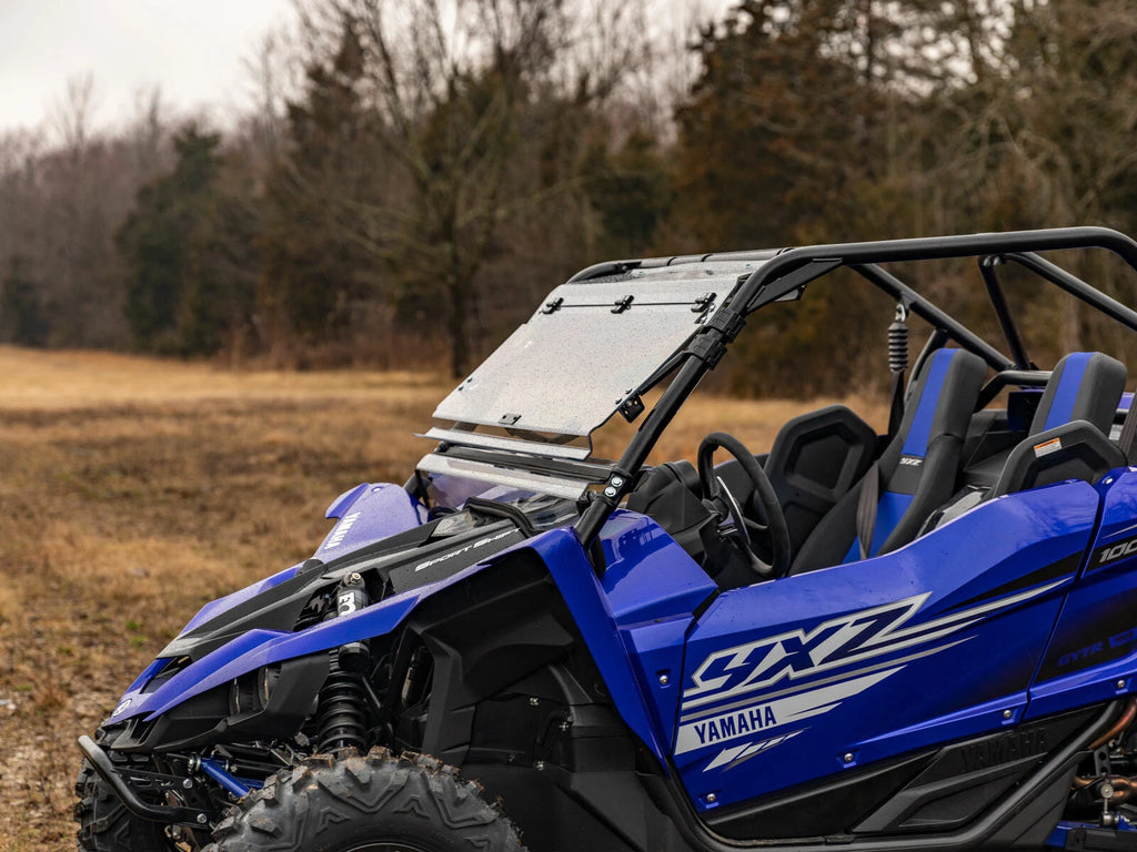 SuperATV Heavy Duty Scratch Resistant Flip Windshield for Yamaha YXZ (2019–2023)