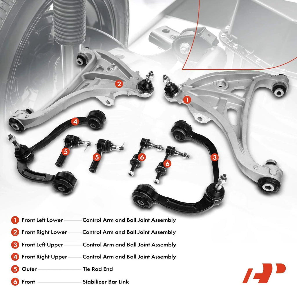 Set of 8 Front Control Arms with Ball Joints for Ford F-150