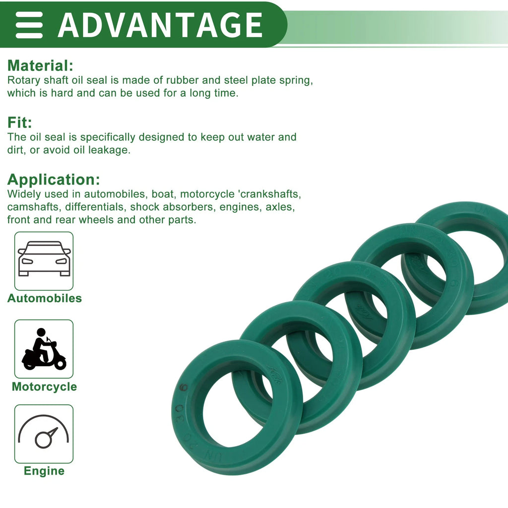 Set of 5 Oil Seal Ring 20x30x6mm for Rotary Shaft (High Pressure)