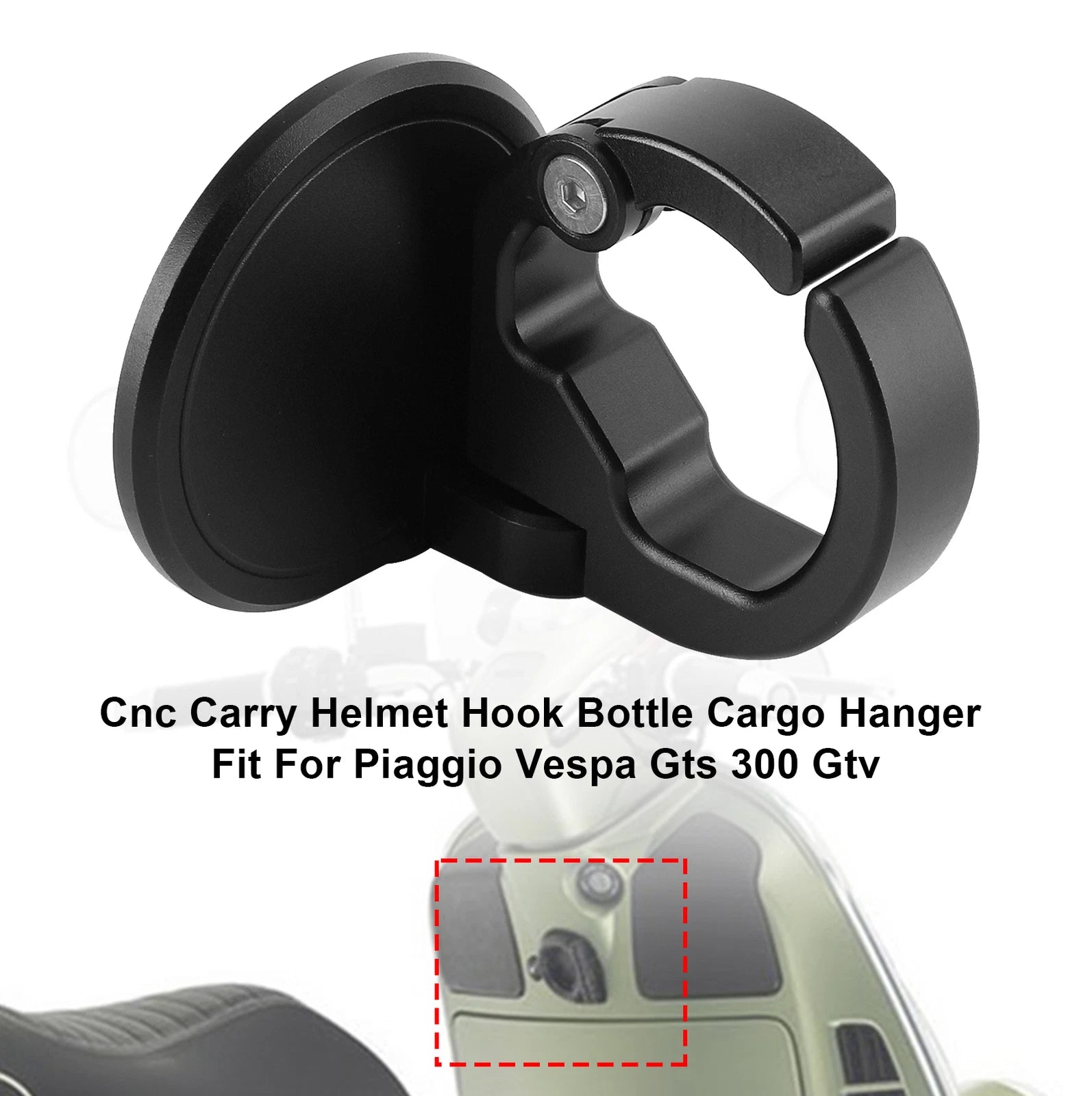CNC Helmet Hook Cargo Hanger for Piaggio Vespa GTS 300, GTV (2008–2023)