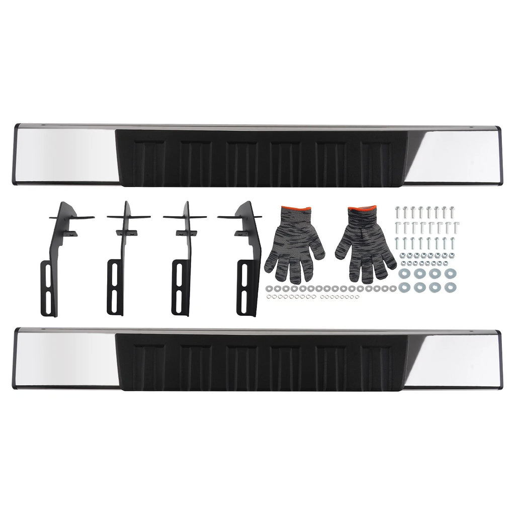 Set of 2 6" Wide Running Board Steps for Dodge Ram 1500 (2009–2018) Black Aluminum