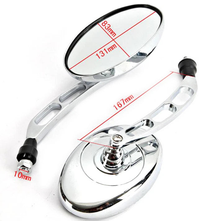 Chrome Rearview Mirrors for Honda Shadow Rebel CB Cruiser (10MM Thread)