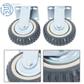 Set of 4 Gray PU 6-Inch Casters with 2 Straight Wheels & 2 Brakes