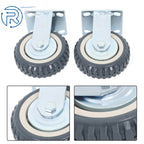 Set of 4 Gray PU 6-Inch Casters with 2 Straight Wheels & 2 Brakes