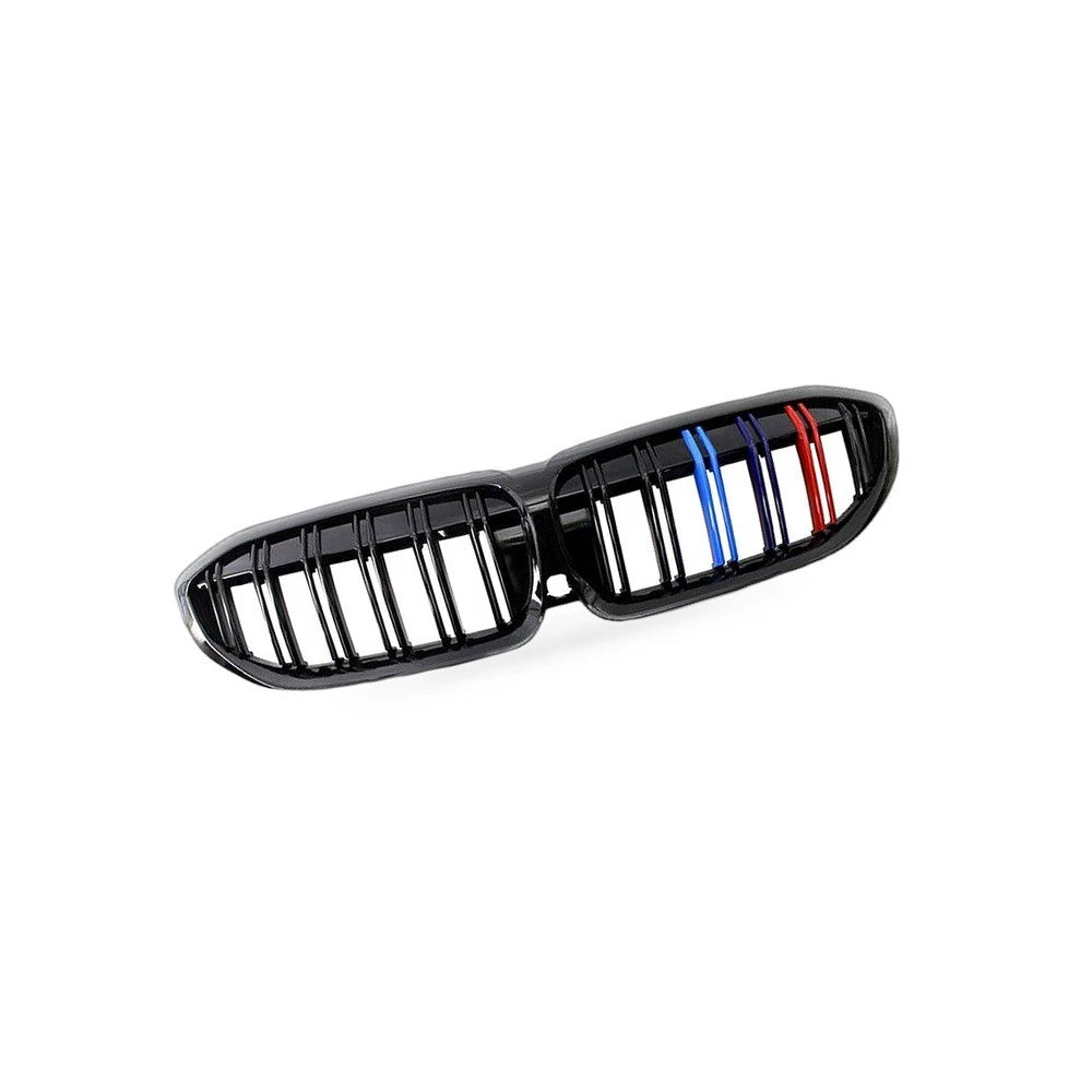 Dual Line Gloss Black Tri-Color Stripe Grille for BMW 3 Series (2019–2023)
