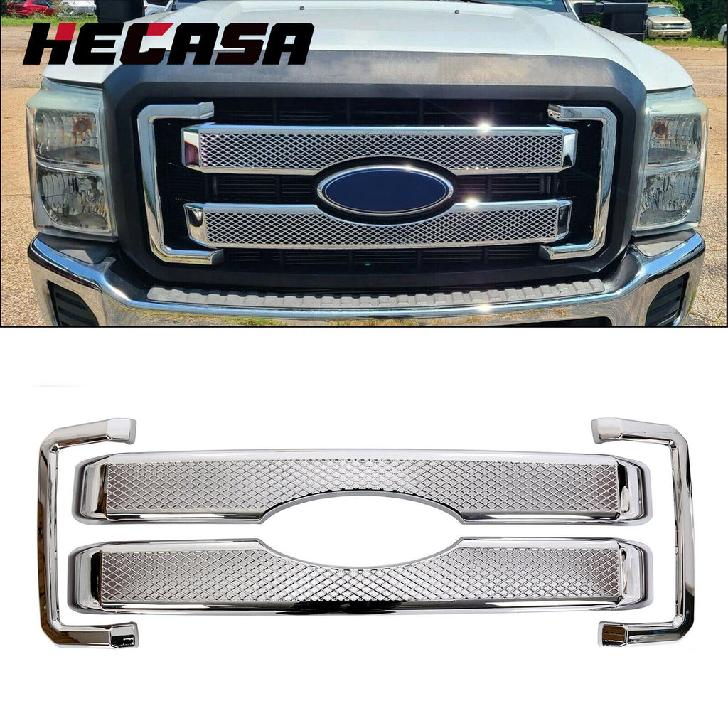 Front Chrome Grille Cover Overlay for Ford F250 F350 F450 (2011–2016)