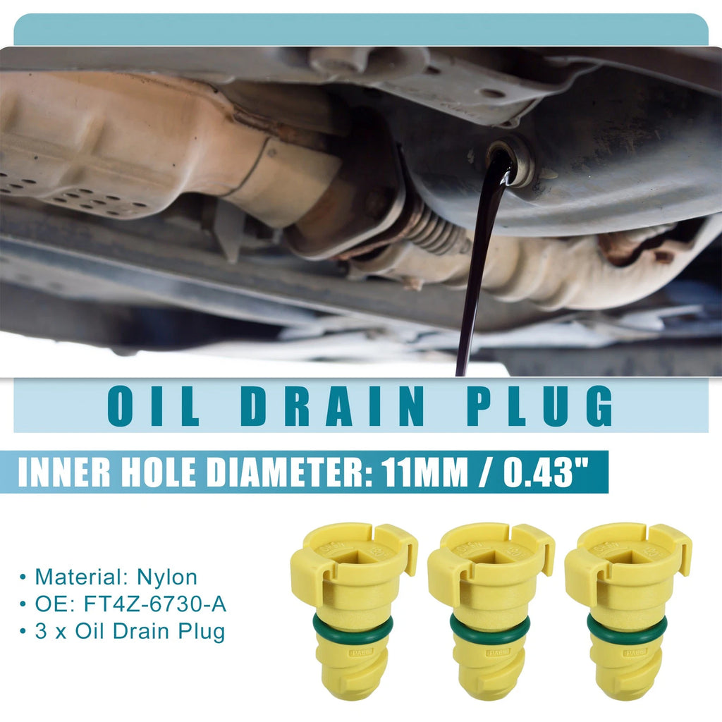 Set of 3 Engine Oil Drain Plug FT4Z-6730-A for Ford Mustang (2015–2020)