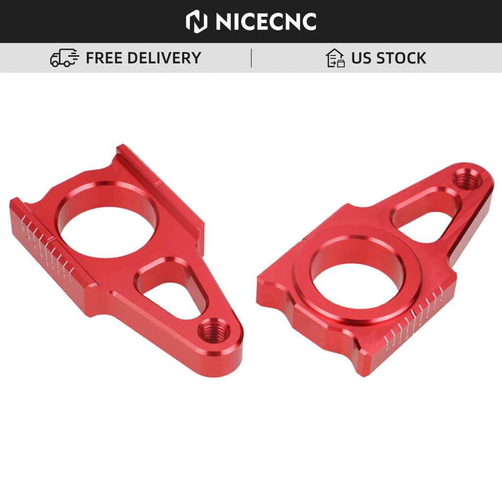 CNC Rear Axle Adjuster Blocks for Honda CRF450R CRF450X (2002–2023) Red