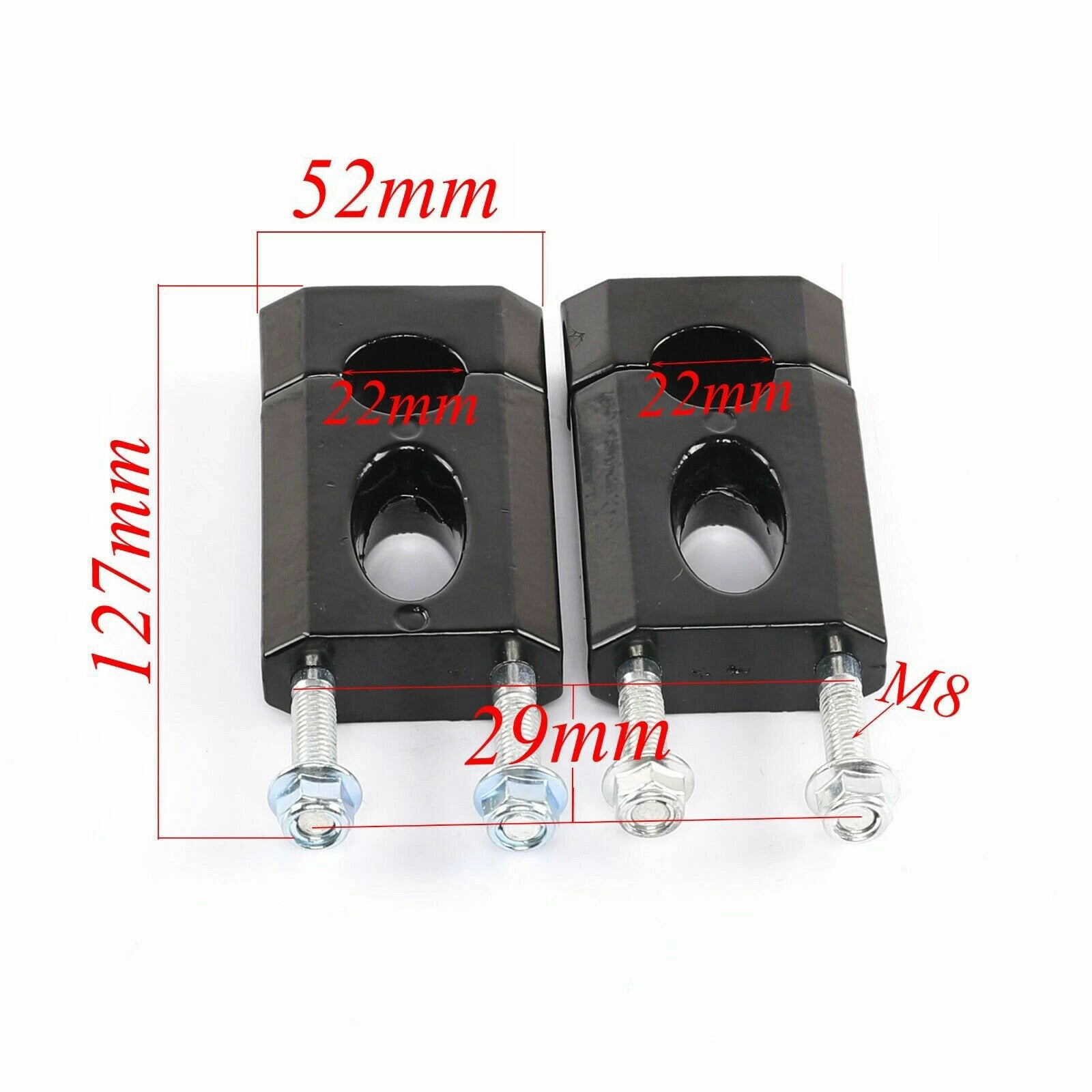Set of 2 Black Handlebar Mount Clamps Risers 7/8" for Honda XR50 CRF50 (2000–2023)