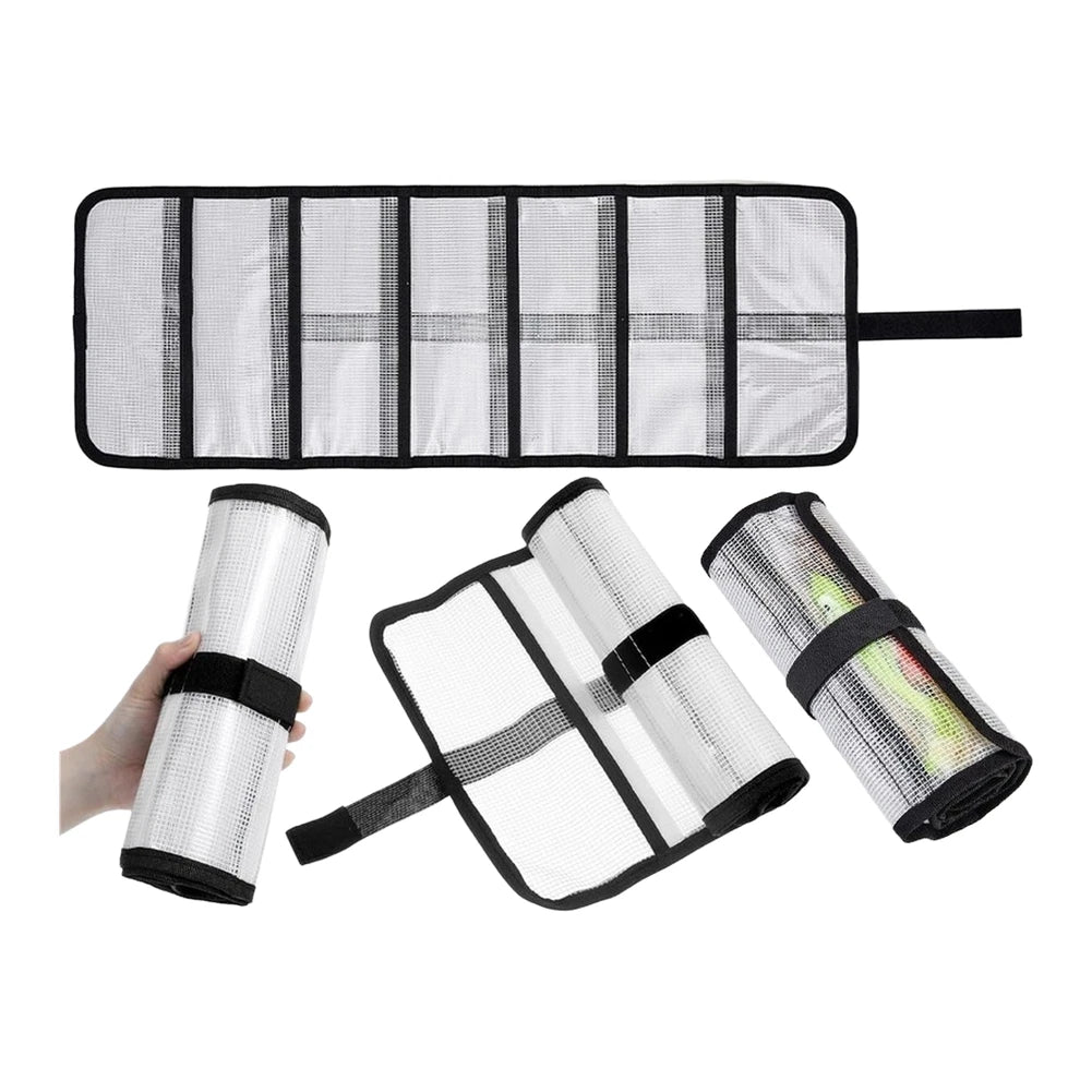 Transparent PVC Lure Tackle Bag with Roll Up Function and 7 Pockets