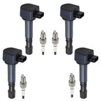 Set of 4 Ignition Coils + Spark Plugs for Acura EL, Honda Civic L4 1.7L (2001–2005)