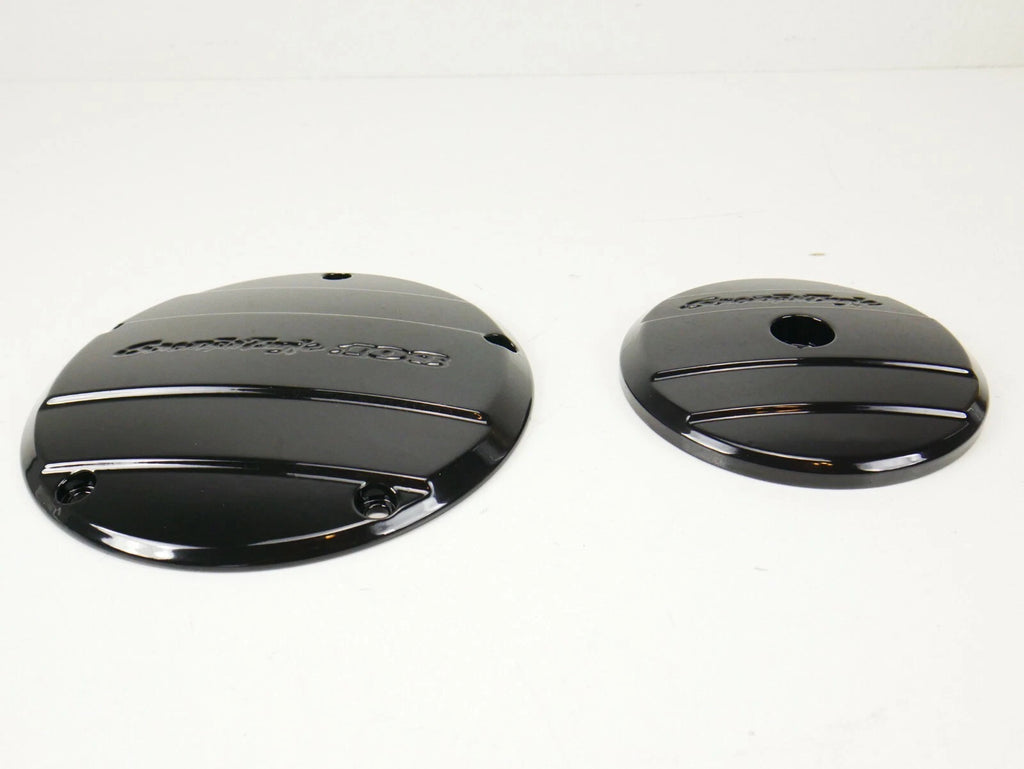 Gloss Black Derby & Air Cover for Harley CVO Softail Dyna Road King Electra Glide