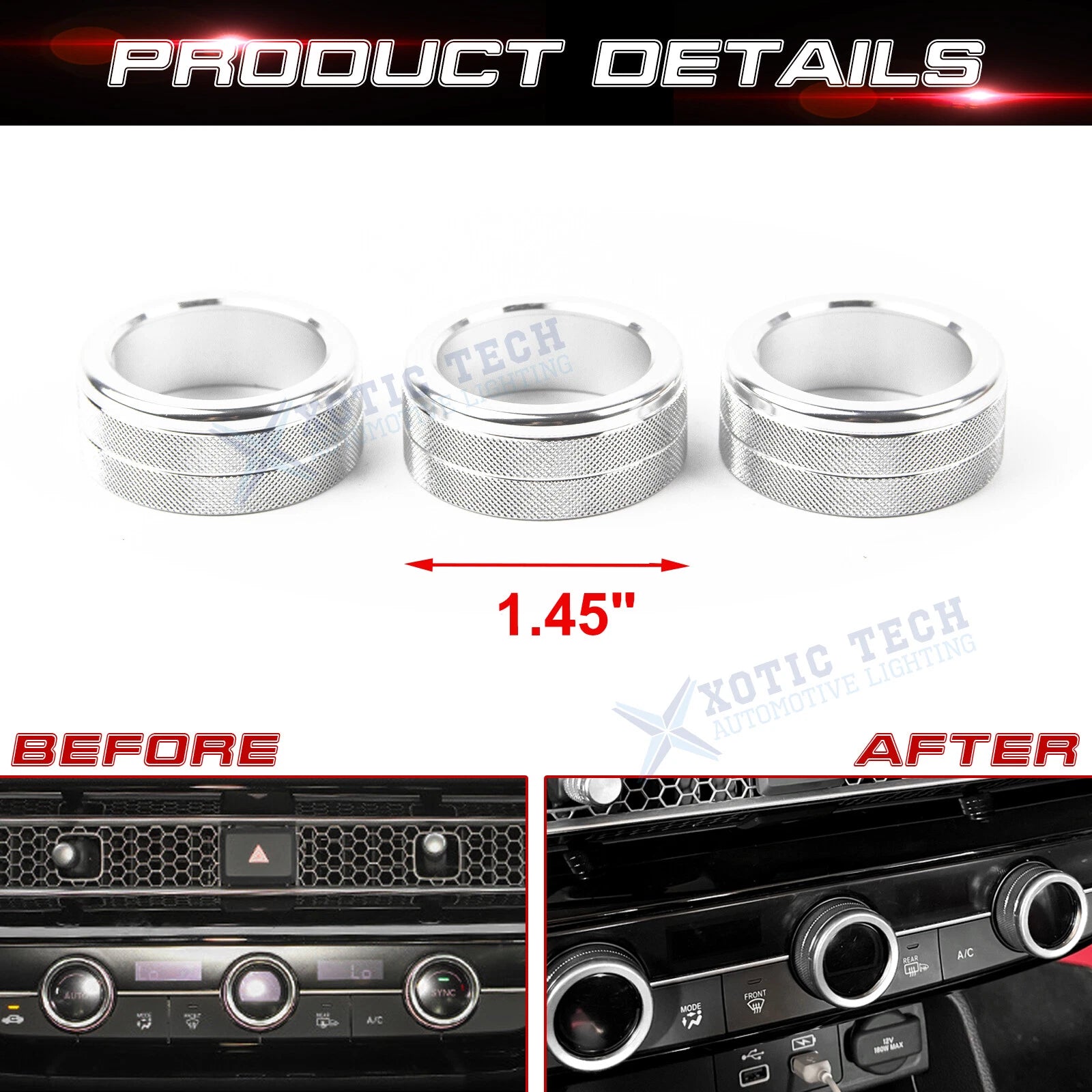 Center AC Climate Control Ring Cover Trim for Honda Civic (2016-2021)