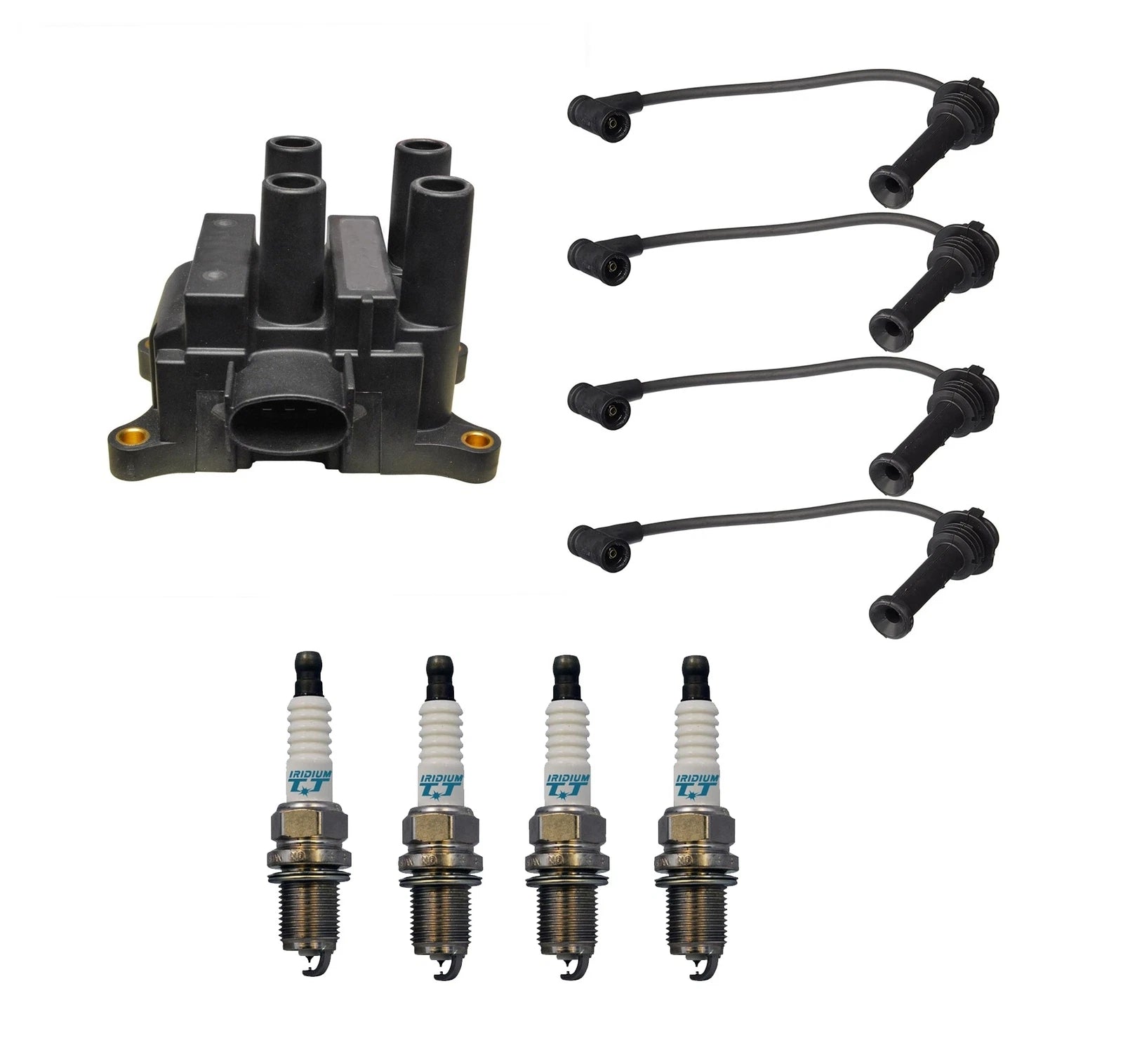 Denso Ignition Coil & Wire Set 4 Iridium TT Spark Plugs for Mazda 2.0L L4