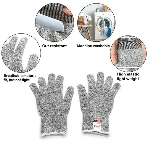 1 Pair Cut-Resistant Stretch Gloves for Kids (6-8 Years) Level 5 Protection