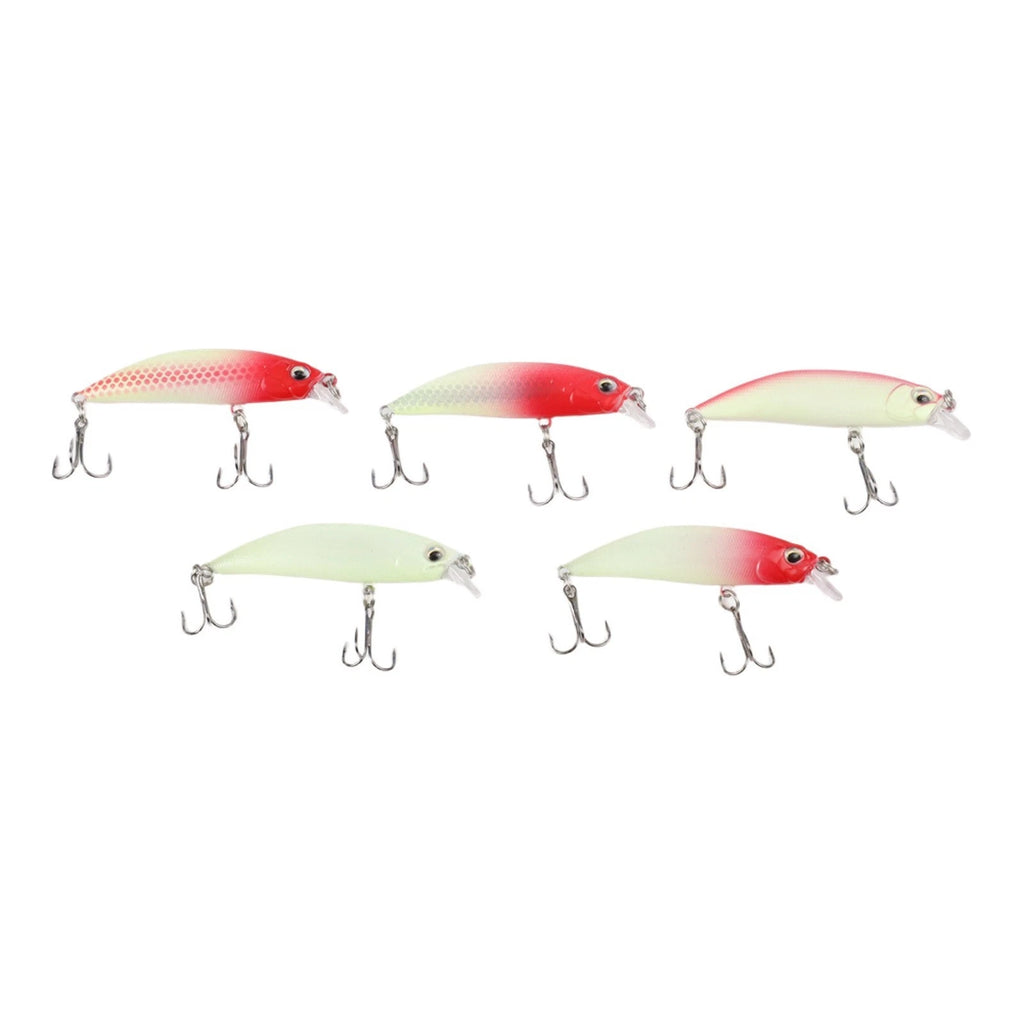 5 Piece Luminous Fishing Lure Set with Metal Hooks (Various Fish)