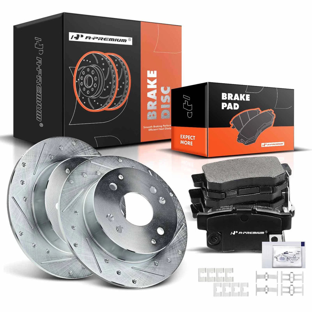 Set of 2 Rear Drilled Brake Rotors & Ceramic Pads for Honda Accord (1998–2002)