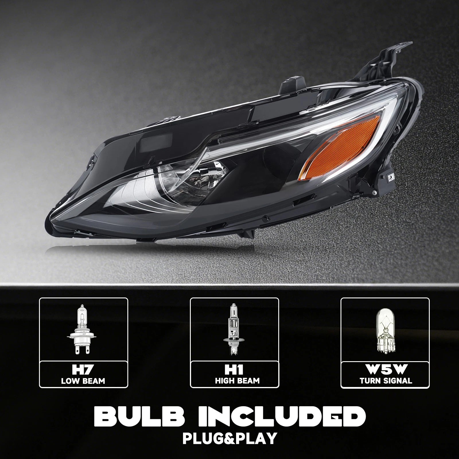Halogen Headlight Assembly for Chevy Malibu (2019–2025) Left Driver Side