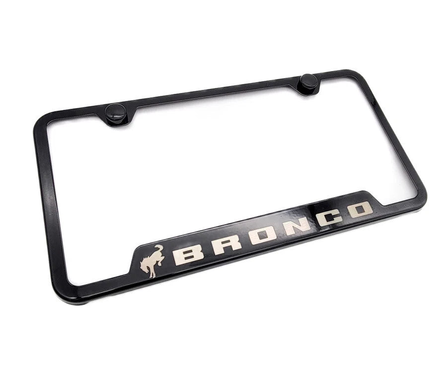 Gloss Black Notched License Plate Frame for 2021–2025 Ford Bronco Script