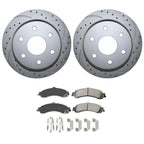 Rear Brake Kit 330mm Drilled Rotors & Akebono Ceramic Pads for Cadillac Chevy GMC