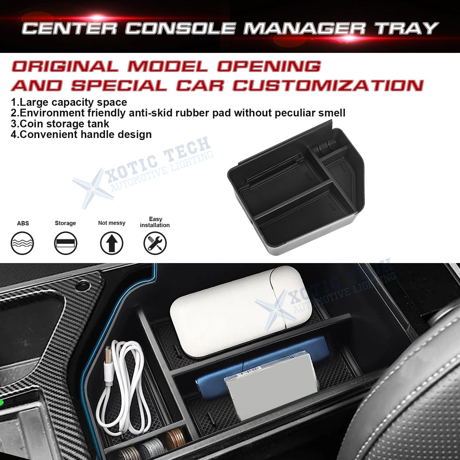 Center Console Armrest Box Storage Drawer Insert Case for KIA EV6 (2022-2026)