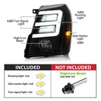 LED DRL Projector Headlights for Cadillac Escalade (2007–2014) HID/Xenon Black/Smoke