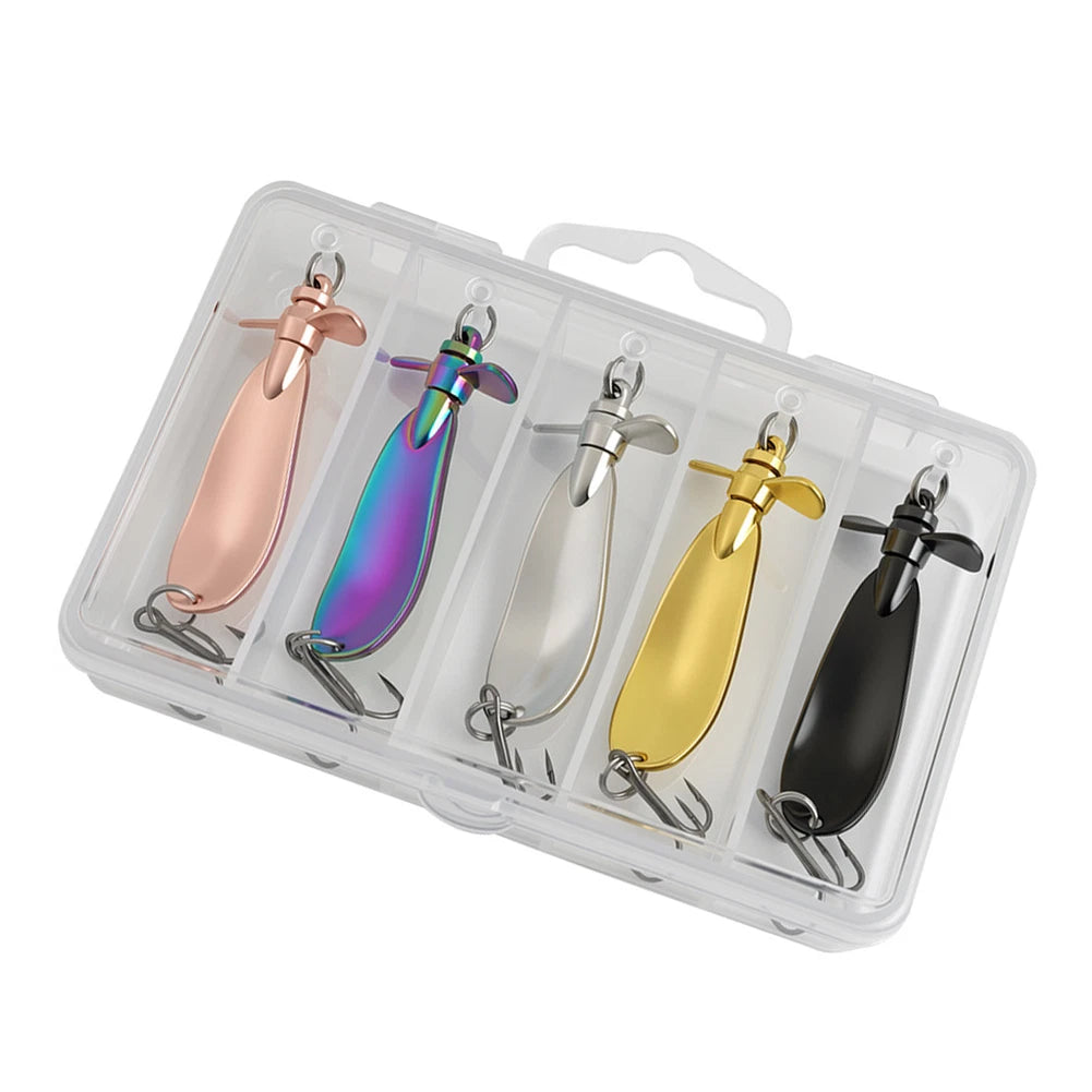 Fishing Spoon Lure Set of 5 Zinc Alloy 5cm with Smooth Swimming Action
