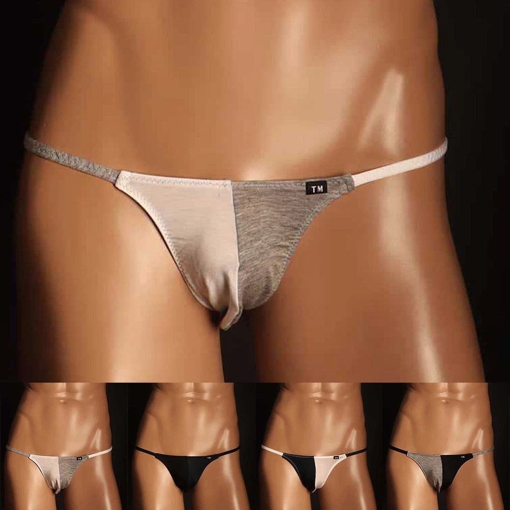 Set of 4 Men's Soft Elastic Cotton Briefs Low Rise Underwear with U Pouch