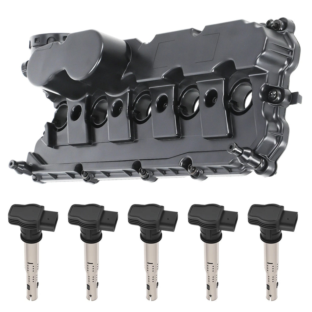 Engine Valve Cover + Coils for VW Beetle, Jetta, Golf, Passat, Audi A3, A4 (2000–2023)