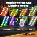 2X 4FT RGB LED Flat Whip Lights for Polaris RZR, Can-Am X3