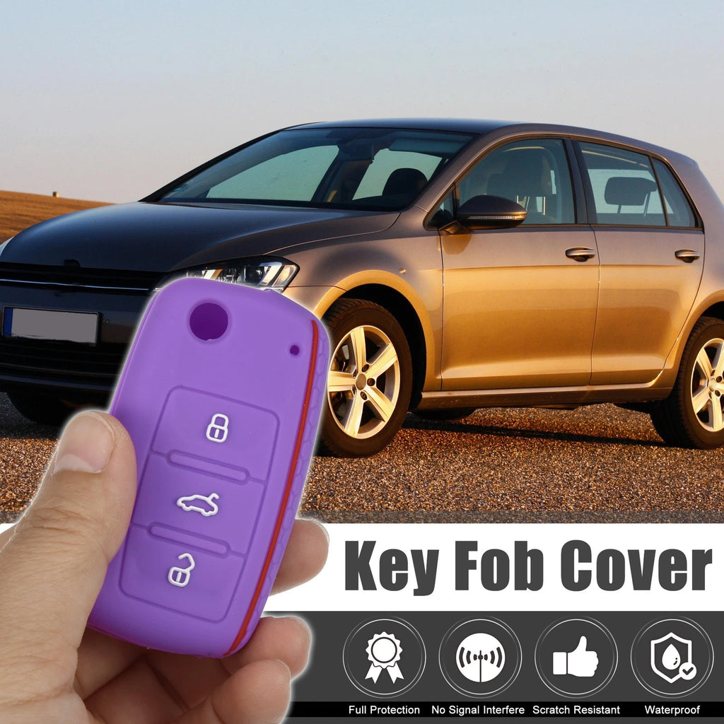 2X Purple Silicone Key Fob Shell for Volkswagen CC (3 Button) 723115242324