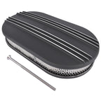 15" Oval Half Finned Aluminum Black Air Cleaner Assembly for SBC BBC (305–350)