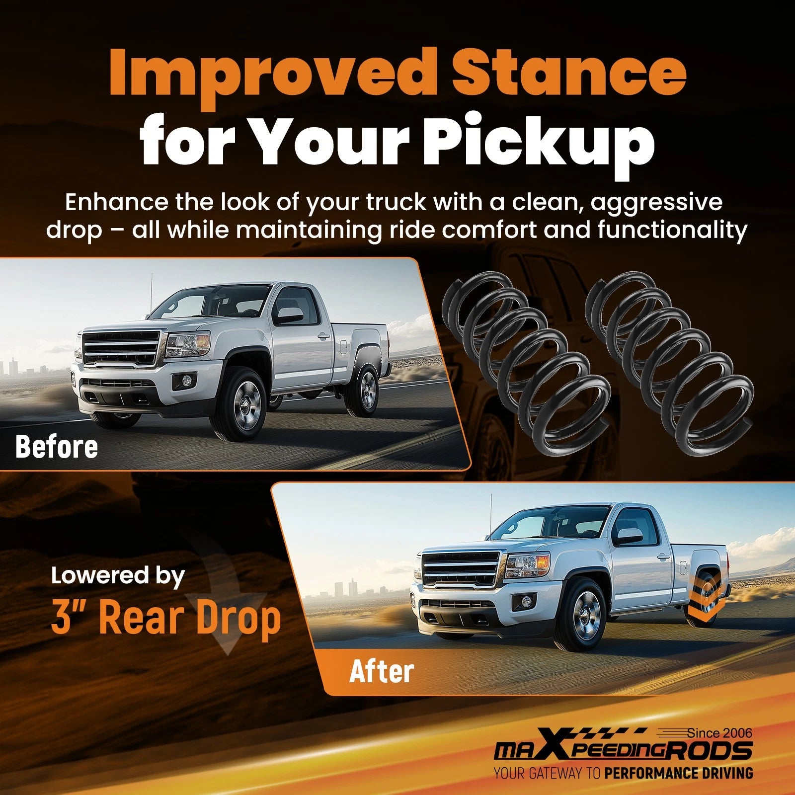 3" Drop Springs for Ram 1500 (2019–2024) 2WD Rear Lowering Kit